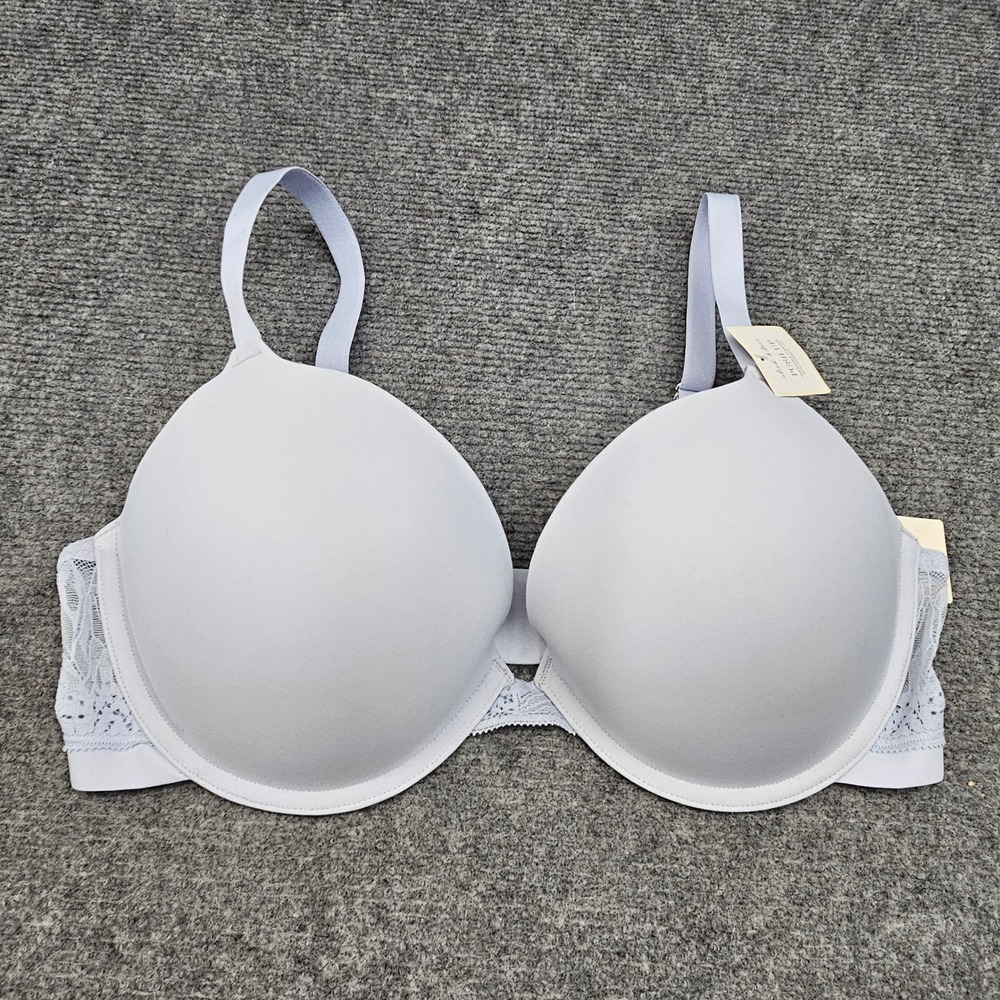 On Gossamer Push Up Bra Womens Wired 32DD Moonlight Jade Sleek Micro Lace G9200